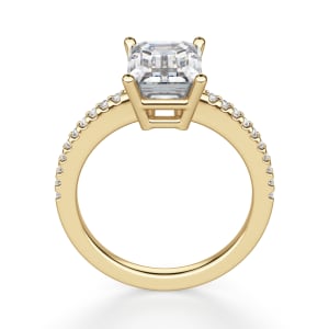Basket Set Accented Emerald cut Engagement Ring, 14K Yellow Gold, Hover, 