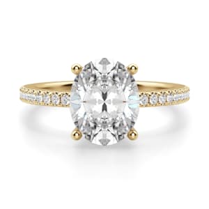Basket Set Accented Oval cut Engagement Ring, 14K Yellow Gold, Default, 