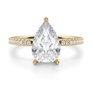 Basket Set Accented Pear cut Engagement Ring, 14K Yellow Gold, Default, 