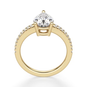 Basket Set Accented Pear cut Engagement Ring, 14K Yellow Gold, Hover, 
