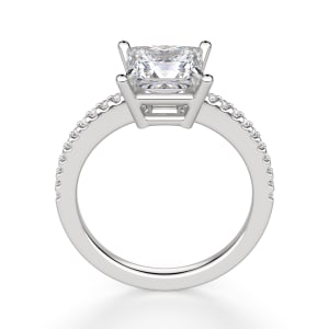 Basket Set Accented Princess cut Engagement Ring, 14K White Gold, Hover, Platinum, 