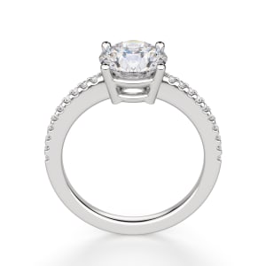 Basket Set Accented Round Cut Engagement Ring, 14K White Gold, Hover,  Platinum,