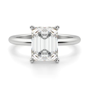 Basket Set Classic Emerald cut Engagement Ring, Default, 14K White Gold, Platinum,
