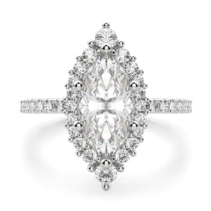 Barcelona Marquise cut Engagement Ring, 14K White Gold, Default, 