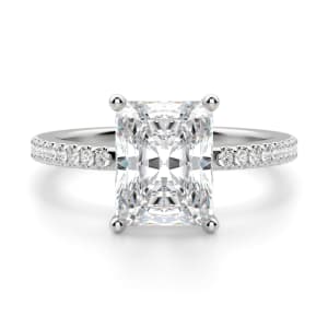 Basket Set Accented Radiant cut Engagement Ring, Default, 14K White Gold, Platinum, 