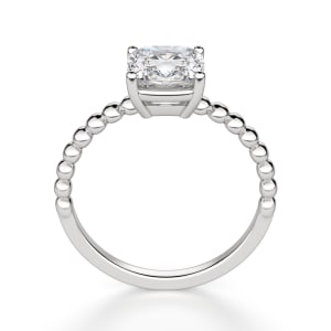 Beaded Band Cushion cut Engagement Ring, Hover, 14K White Gold, 