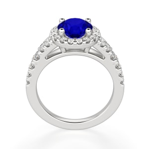Berlin Round Cut Engagement Ring, Sapphire, Hover, 14K White Gold, 