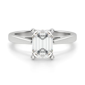 Cathedral Emerald Cut Solitaire Engagement Ring, Default, 14K White Gold, 