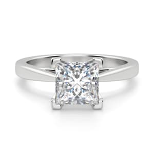 Cathedral Princess Cut Solitaire Engagement Ring, Default, 14K White Gold, 