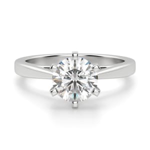 Cathedral Round Cut Solitaire Engagement Ring, Default, 14K White Gold, 