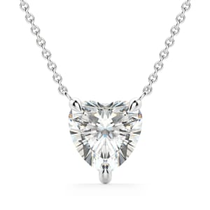 Heart Cut Claw Prong Necklace, Default, 14K White Gold