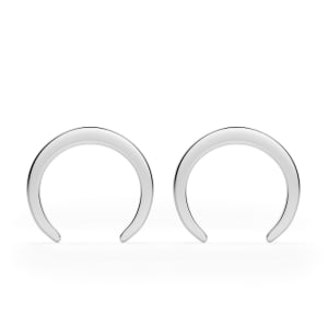 Crescent Stud Earrings, Sterling Silver, Default
