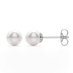 Cultured Pearl Stud Earrings, Sterling Silver, Hover, 