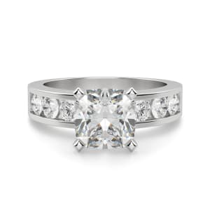Diamond Diva Cushion Cut Engagement Ring, Default, 14K White Gold, Platinum,