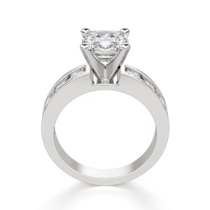 Diamond Diva Cushion Cut Engagement Ring, Hover, 14K White Gold, Platinum,