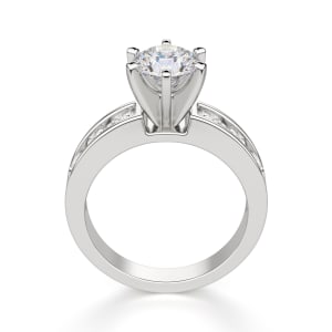 Diamond Diva Round Cut Engagement Ring, Hover, 14K White Gold, Platinum, 