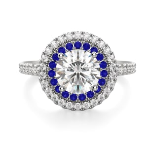 Dubai Round Cut Engagement Ring, Sapphire, Default, 14K White Gold, 