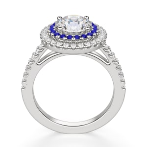 Dubai Round Cut Engagement Ring, Sapphire, Hover, 14K White Gold, 