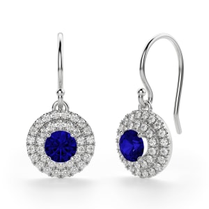 Dubai Sapphire Drop Earrings, 14K White Gold, Hover, 