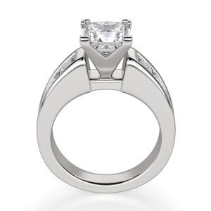 Escada Princess Cut Engagement Ring, Hover, 14K White Gold, 