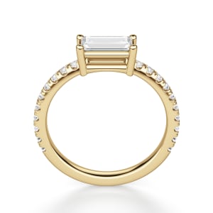 East-West Accented Basket Baguette cut Ring, Hover, 14K Yellow Gold, 