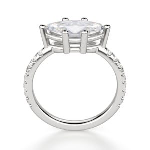 East-West Accented Basket Marquise cut Engagement Ring, Hover, 14K White Gold, 