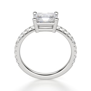 East-West Accented Basket Radiant cut Engagement Ring, Hover, 14K White Gold, 