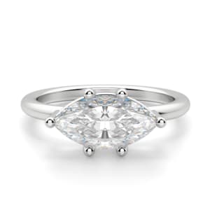 East-West Classic Basket Marquise cut Engagement Ring, Default, 14K White Gold, 
