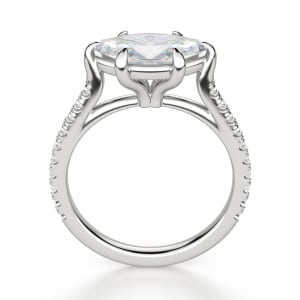 East-West Accented Trellis Marquise cut Engagement Ring, Hover, 14K White Gold, Platinum,