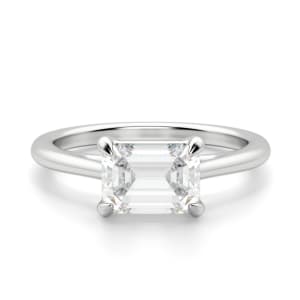 East-West Classic Trellis Emerald cut Engagement Ring, Default, 14K White Gold, Platinum,