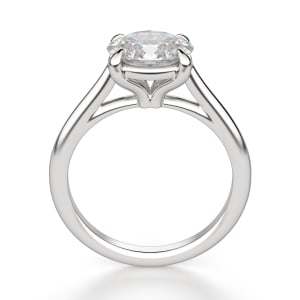East-West Classic Trellis Oval Cut Engagement Ring, Hover, 14K White Gold, Platinum,