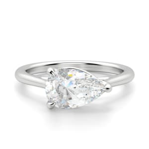 East-West Classic Trellis Pear Cut Engagement Ring, Default, 14K White Gold, Platinum,