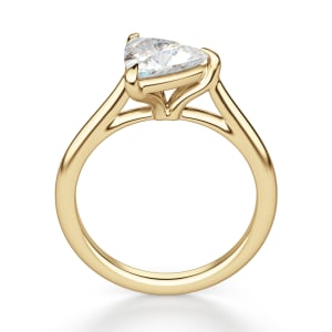 East-West Classic Trellis Trillion cut Engagement Ring, Hover, 14K Yellow Gold, 