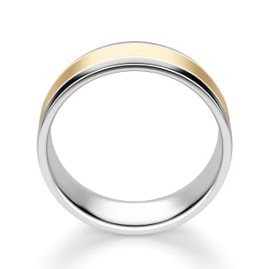 Flat Wedding Band, Two Tone, Hover, 14K White/Yellow Gold, 