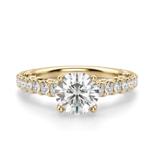 Fleur Round Cut Engagement Ring, Default, 14K Yellow Gold, 