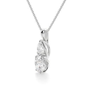 Flora Oval Cut Pendant, Hover, 14K White Gold, 