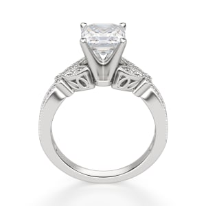 French Quarter Asscher Cut Engagement Ring, Hover, 14K White Gold, 