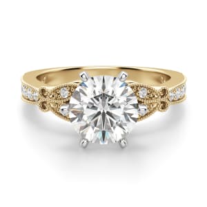 French Quarter Round Cut Engagement Ring, Default, 14K Yellow Gold, 