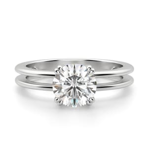 Geneva Round cut Engagement Ring, Default, 14K White Gold, 