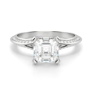 Irene Asscher Cut Engagement Ring, Default, 14K White Gold, Platinum