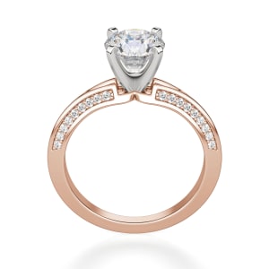 Irene Round Cut Engagement Ring, Hover, 14K Rose Gold, 