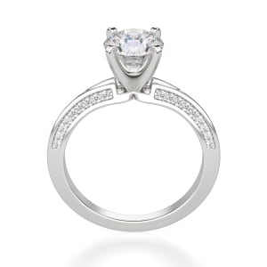 Irene Round Cut Engagement Ring, Hover, 14K White Gold, Platinum