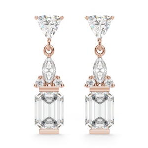 Iris Emerald Cut Drop Earrings, Default, 14K Rose Gold, 