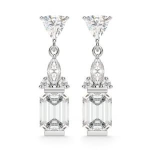 Iris Emerald Cut Drop Earrings, Default, 14K White Gold, 