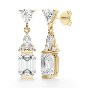 Iris Emerald Cut Drop Earrings, 14K Yellow Gold, Hover, 