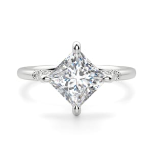 Kite Set Accented Princess Cut Engagement Ring, Default, 14K White Gold, 