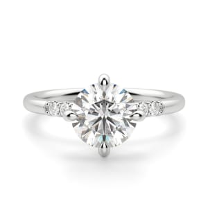 Kite Set Accented Round Cut Engagement Ring, Default, 14K White Gold, 