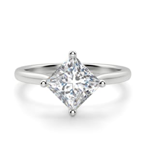 Kite Set Basket Princess Cut Engagement Ring, Default, 14K White Gold, 