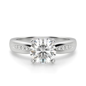 Lizzie Round Cut Engagement Ring, Default, 14K White Gold, 