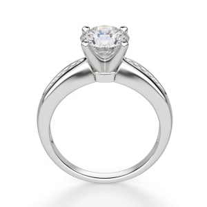 Lizzie Round Cut Engagement Ring, Hover, 14K White Gold, 
